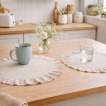 Набір серветок 2 шт з оборкою IDEIA, 30 см, бавовна, для дому, кафе, для сервірування стола беж