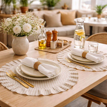 Набір серветок 2 шт з оборкою IDEIA, 30 см, бавовна, для дому, кафе, для сервірування стола беж