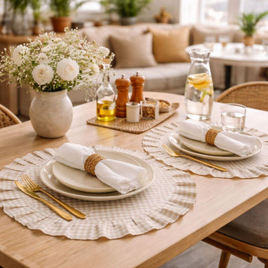 Набір серветок 2 шт з оборкою IDEIA, 30 см, бавовна, для дому, кафе, для сервірування стола беж