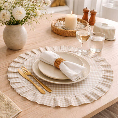 Набір серветок 2 шт з оборкою IDEIA, 30 см, бавовна, для дому, кафе, для сервірування стола беж