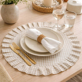 Набір серветок 2 шт з оборкою IDEIA, 30 см, бавовна, для дому, кафе, для сервірування стола беж
