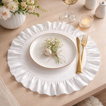 Набір серветок 2 шт з оборкою IDEIA, 30 см, бавовна, для дому, кафе, для сервірування столу білий