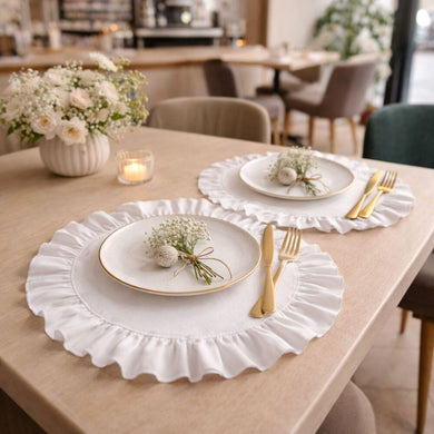 Набір серветок 2 шт з оборкою IDEIA, 30 см, бавовна, для дому, кафе, для сервірування столу білий