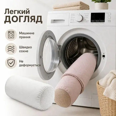 Подушка валик IDEIA 15х40 см з трикотажною наволочкою, ортопедична, для шиї, сну, відпочинку та подорожей, гіпоалергенна
