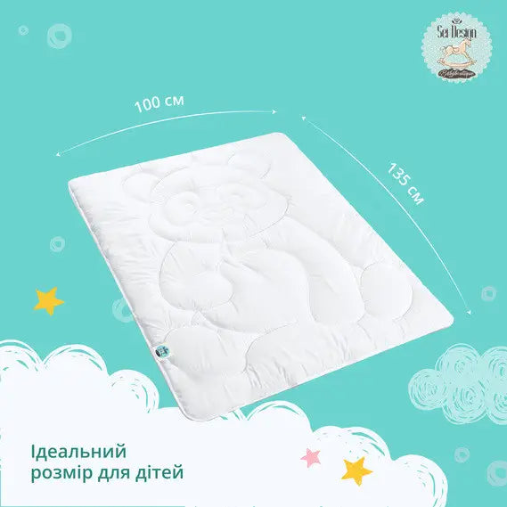 Ковдра дитяча Sei Design DeLuxe «Панда» всесезонна 100х135 см, наповнювач антиалергенне волокно, гіпоалергенна та дихаюча,
