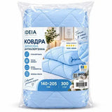 Ковдра зимова тепла IDEIA 140х205 полуторна, 300 г/м2, мікрофібра, гіпоалергенний наповнювач, блакитна