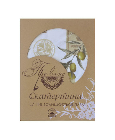 Скатертина водовідштовхувальна Симфоні оливка ПРОВАНС, 120х136см 022331