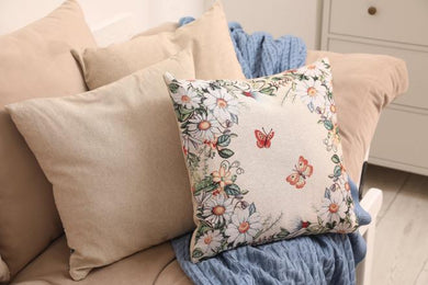 Гобеленова подушка Alicia метелики та квіти ПРОВАНС, 45х45см 021823