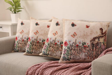 Гобеленова подушка Alicia хатинка та кролики ПРОВАНС, 45х45см 026041