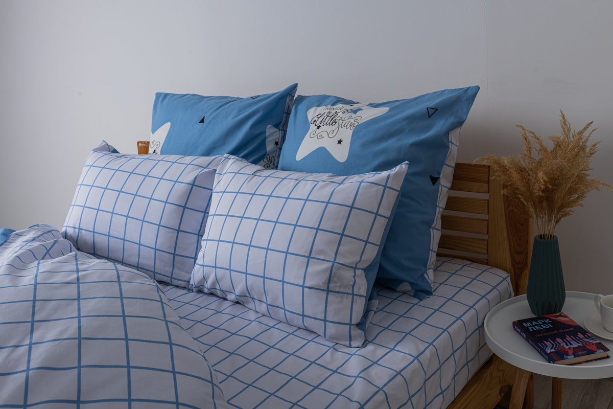 Комплект постільної білизни ТЕП "Happy Sleep" Blue Check, 50x70 двоспальний 
