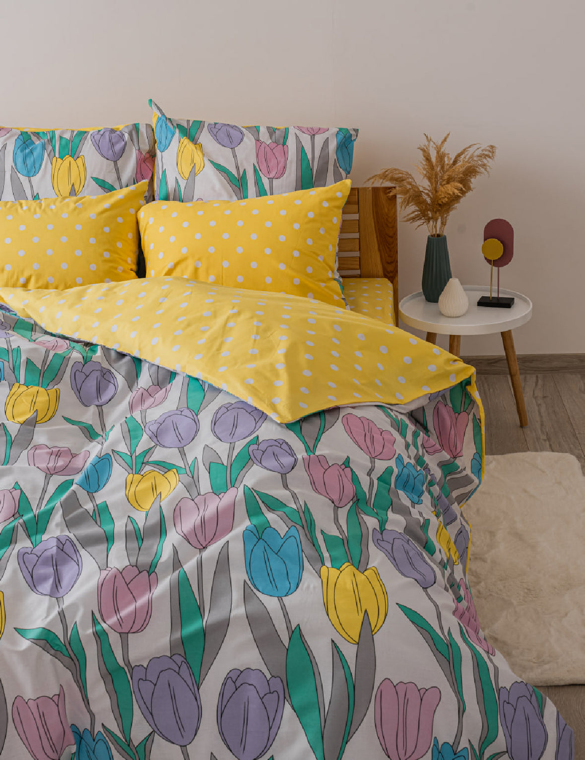 Комплект постільної білизни "ТЕП" BRIGHT TULIPS, 70x70 євро 