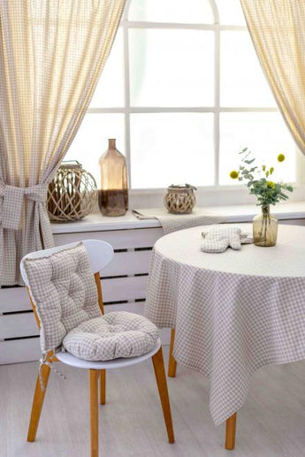 Подушка кругла на стілець Bella Сiра клiтинка ПРОВАНС, D40см 013572