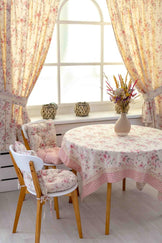 Скатертина Bella Троянди з кантом рожева клітинка ПРОВАНС, 134х180см 013520