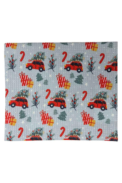 Новорічний вафельний рушник Авто на блакитному ПРОВАНС, 45х60 см 043008