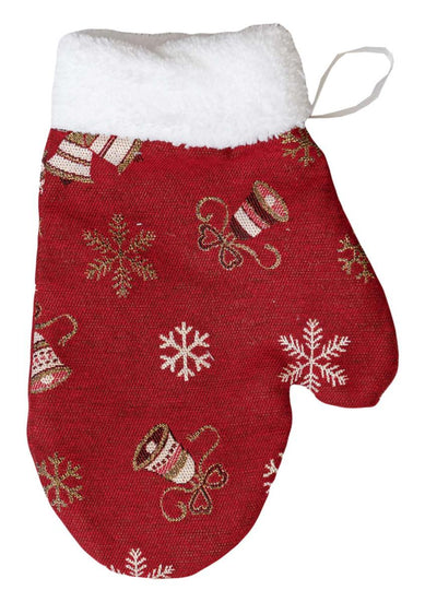 Декоративна новорічна рукавиця Дзвіночки на червоному ПРОВАНС, 26х18см 037556