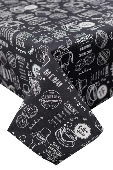 Скатертина на стіл Breakfast black ПРОВАНС, 120х136см 039621