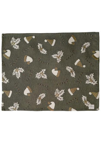 Серветка новорічна Шапочки на зеленому ПРОВАНС, 35х45см 036838