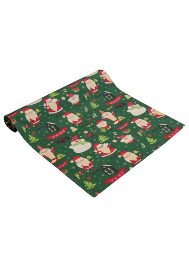 Новорічна доріжка на стіл Санта на зеленому ПРОВАНС, 40х140см 035779