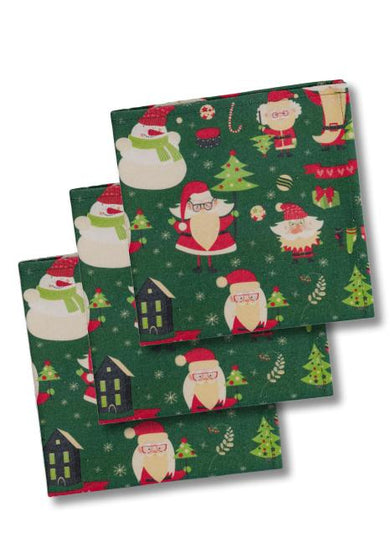 Набір новорічних серветок для сервірування Санта на зеленому ПРОВАНС, 40х40см 038490