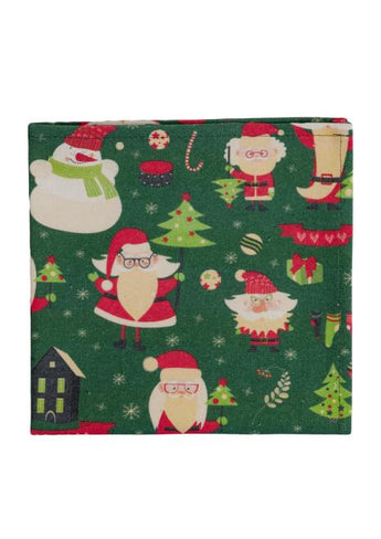 Набір новорічних серветок для сервірування Санта на зеленому ПРОВАНС, 40х40см 038490