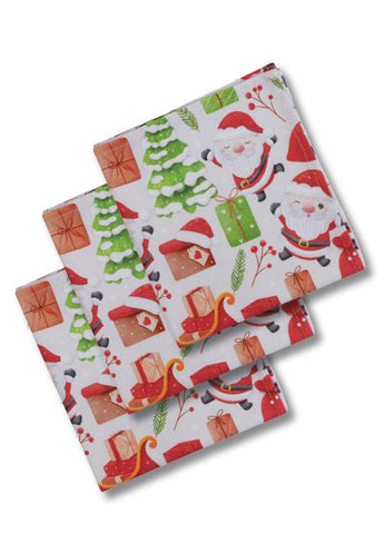 Набір новорічних серветок для сервірування Санта на білому ПРОВАНС, 40х40см 038489
