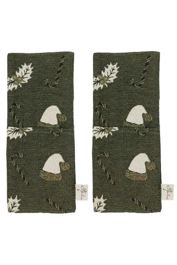 Набір новорічних чохлів для приборів Шапочки на зеленому ПРОВАНС, 24х10см 038510