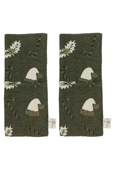 Набір новорічних чохлів для приборів Шапочки на зеленому ПРОВАНС, 24х10см 038510