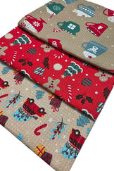 Новорічний вафельний рушник Пряник на червоному ПРОВАНС, 45х60 см 043002