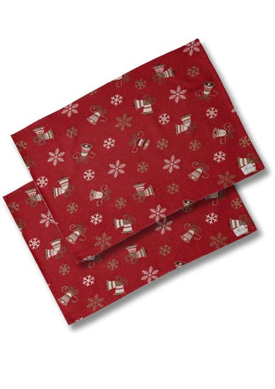 Набір новорічних серветок для сервірування Дзвіночки на червоному ПРОВАНС, 35х45см 038491