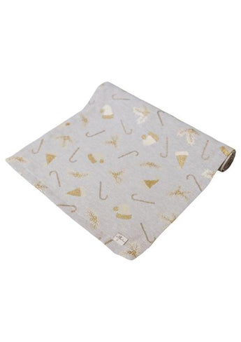 Доріжка новорічна на стіл Шапочки на бежевому ПРОВАНС, 40х180см 036824