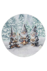 Новорічна кругла гобеленова серветка Казкові гноми ПРОВАНС, D35см 038429
