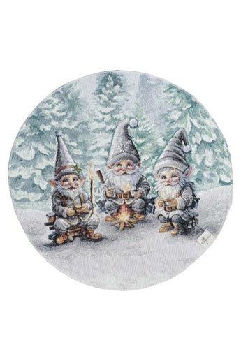 Новорічна кругла гобеленова серветка Казкові гноми ПРОВАНС, D35см 038429