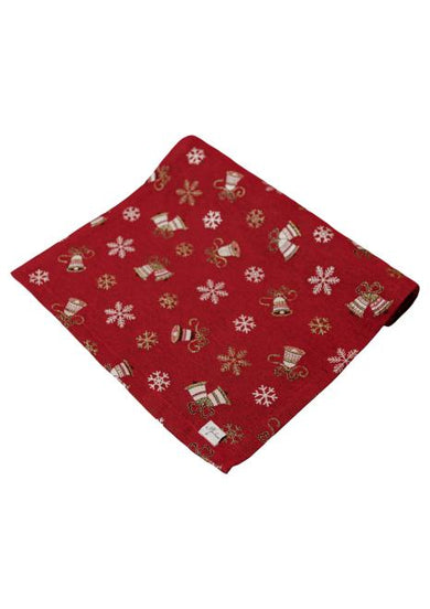 Доріжка новорічна на стіл Дзвіночки на червоному ПРОВАНС, 40х140см 036822