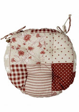 Кругла подушка на стілець Печворк бордо ПРОВАНС, D40см 031618