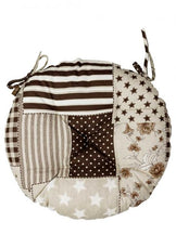 Кругла подушка на стілець Печворк коричневий ПРОВАНС, D40см 031620