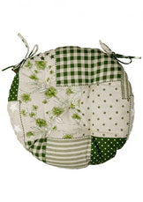 Кругла подушка на стул Печворк зелений ПРОВАНС, D40см 031622