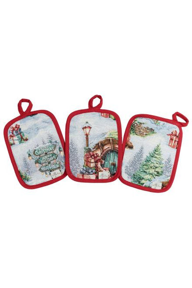 Гобеленова новорічна кухонна прихватка Різдвяне багаття ПРОВАНС, 15х20см 038398