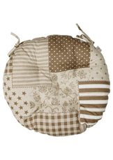 Кругла подушка на стілець Печворк беж ПРОВАНС, D40см 031616