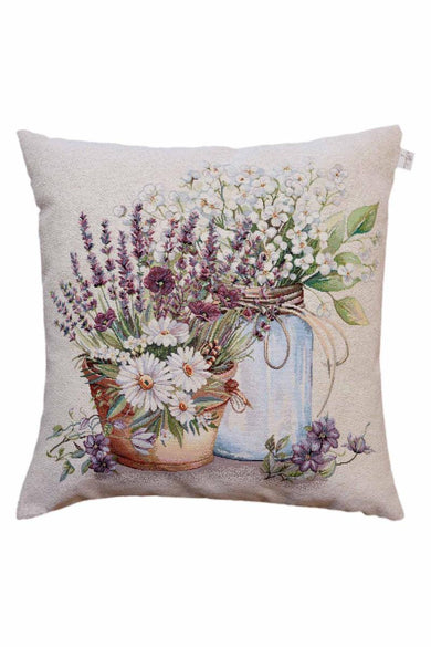 Декоративна подушка Квіти в склянці ПРОВАНС, 45х45см 039170
