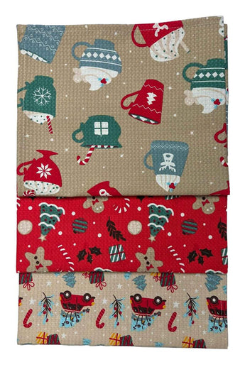 Новорічний вафельний рушник Пряник на червоному ПРОВАНС, 45х60 см 043002