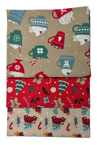 Новорічний вафельний рушник Пряник на червоному ПРОВАНС, 45х60 см 043002