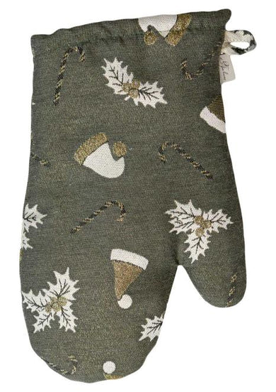 Новорічна рукавиця Шапочки на зеленому ПРОВАНС, 32х18см 036844