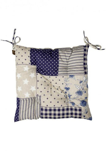 Подушка на стілець Печворк синій ПРОВАНС, 40х40см 031604