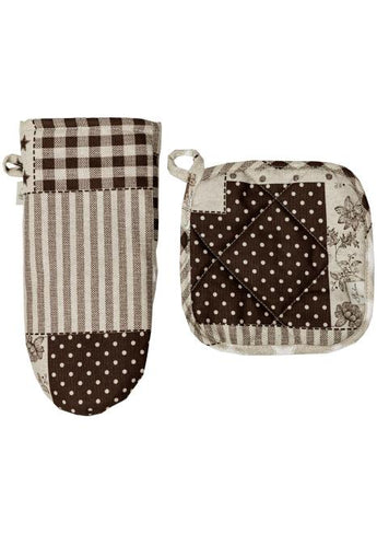 Набір рукавичка та прихватка Печворк коричневий ПРОВАНС, 32х20см 034967