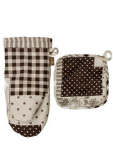 Набір рукавичка та прихватка Печворк коричневий ПРОВАНС, 32х20см 034967