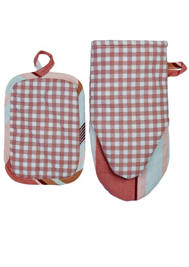 Набір рукавиця та прихватка Коралова клітинка ПРОВАНС, 29х15см 035661