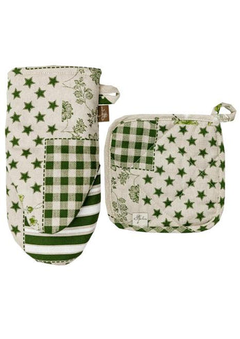 Набір рукавичка та прихватка Печворк зелений ПРОВАНС, 32х20см 034966