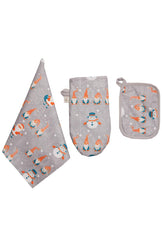 Набір кухонний 3 од.рукавичка, прихватка та рушник Happy Holidays на сірому ПРОВАНС, 44х55см 032078