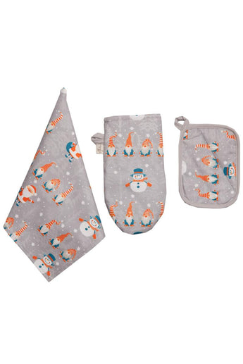 Набір кухонний 3 од.рукавичка, прихватка та рушник Happy Holidays на сірому ПРОВАНС, 44х55см 032078