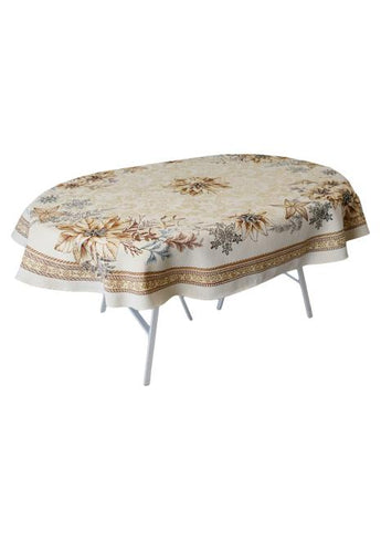 Новорічна овальна скатертина Золоте свято ПРОВАНС, 135х180см 037390